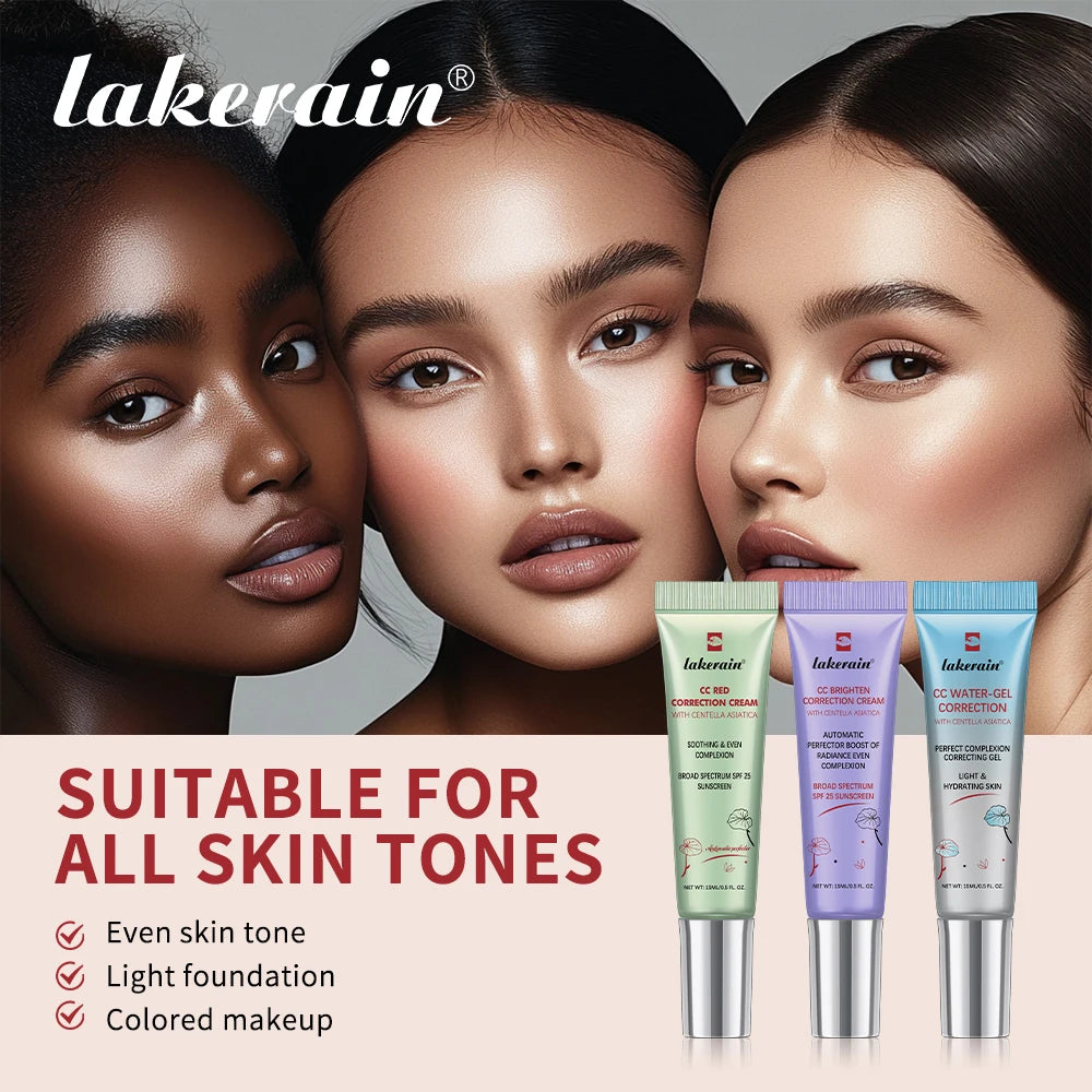 3Colors CC Cream Liquid-Based Full Coverage Cream Waterproof Long-Lasting Correct Redness Foundation erborian Korean Cosmetics
